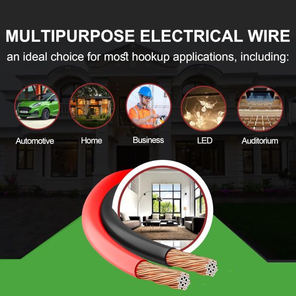 18 Gauge Wire 100FT, 18/2 AWG Red Black Hookup Electrical Wire LED Strips Extension Cord 12V/24V DC Cable, 18AWG 2 Conductors Flexible Wire for LED Ribbon Lamp Tape Lighting - Image 7