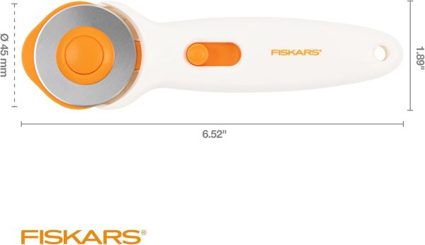 Fiskars 45mm Rotary Cutter for Fabric, Premium Steel Stick Fabric Cutter Cuts Through Multiple Layers, Right and Left Handed, Easy and Safe Blade Change, Arts and Crafts, Sewing and Quilting Tools - Image 7