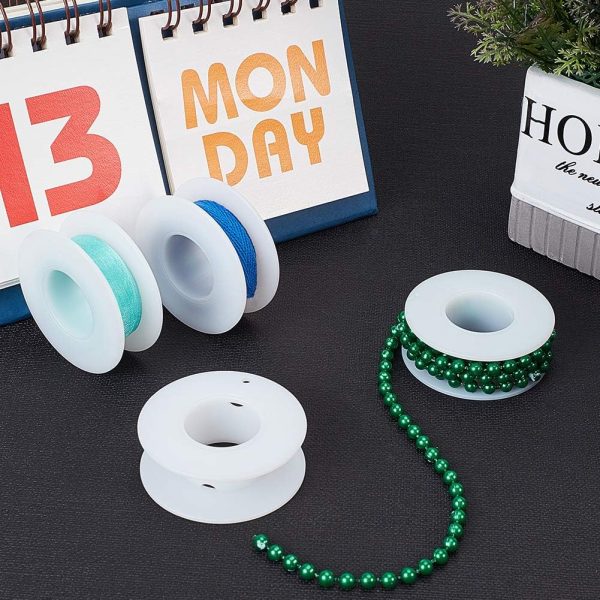 PH PandaHall 20 Pack Empty Spool, Plastic Ribbon Spools Wire Weaving Bobbins Empty Thread Spools Ribbon Chain Tape Spools White Spools for Embroidery Thread Yarn Ribbon Crafts Sewing 2.16x0.78inch - Image 2