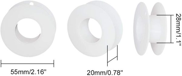 PH PandaHall 20 Pack Empty Spool, Plastic Ribbon Spools Wire Weaving Bobbins Empty Thread Spools Ribbon Chain Tape Spools White Spools for Embroidery Thread Yarn Ribbon Crafts Sewing 2.16x0.78inch - Image 3