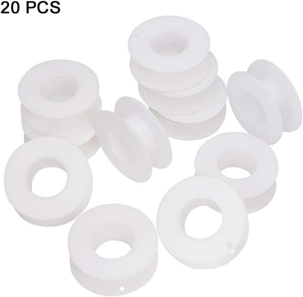 PH PandaHall 20 Pack Empty Spool, Plastic Ribbon Spools Wire Weaving Bobbins Empty Thread Spools Ribbon Chain Tape Spools White Spools for Embroidery Thread Yarn Ribbon Crafts Sewing 2.16x0.78inch - Image 5