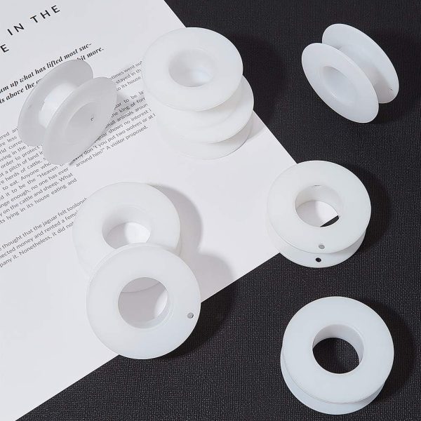 PH PandaHall 20 Pack Empty Spool, Plastic Ribbon Spools Wire Weaving Bobbins Empty Thread Spools Ribbon Chain Tape Spools White Spools for Embroidery Thread Yarn Ribbon Crafts Sewing 2.16x0.78inch - Image 7