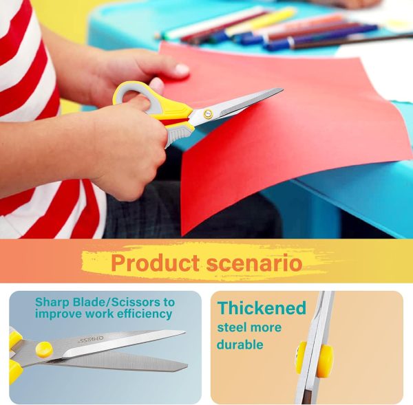 QMVESS 8.5" Scissors All Purpose 3 Pack, Ultra Sharp 2.5mm Thick Blade Scissors for Office, Professional Ergonomic Comfort Grip Scissors for Office School Home Fabric DIY Craft Cutting General Use - Image 7