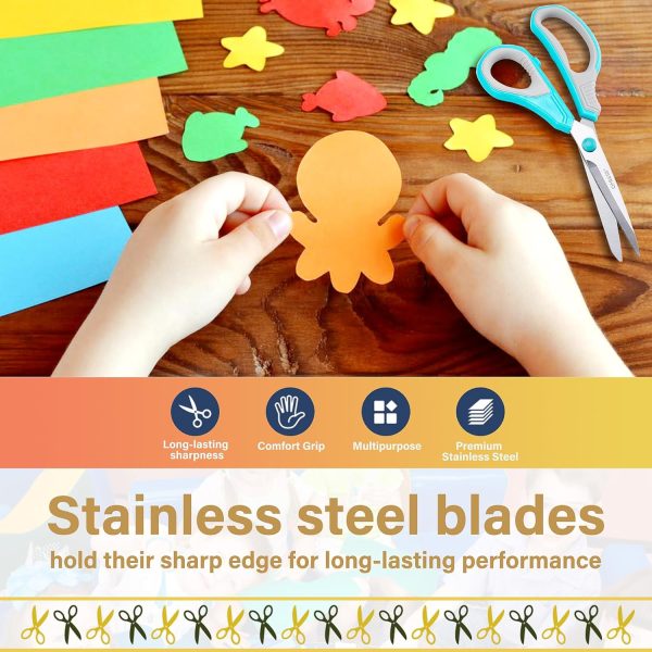QMVESS 8.5" Scissors All Purpose 3 Pack, Ultra Sharp 2.5mm Thick Blade Scissors for Office, Professional Ergonomic Comfort Grip Scissors for Office School Home Fabric DIY Craft Cutting General Use - Image 8