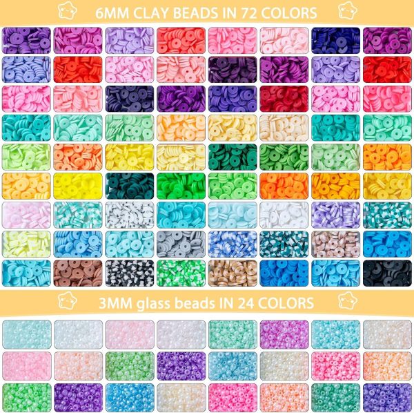 SJZWSD 6-Box Friendship Bracelet Making Kit - 16,000pcs Clay, Seed & Glass Beads Collection, Letter Beads, Charms - Image 3