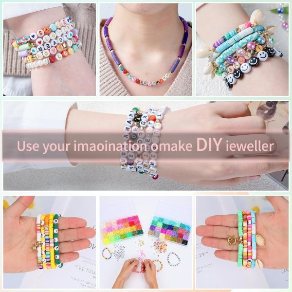 SJZWSD 6-Box Friendship Bracelet Making Kit - 16,000pcs Clay, Seed & Glass Beads Collection, Letter Beads, Charms - Image 8